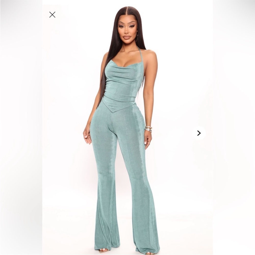 FASHION NOVA Slinky halter top & pants set